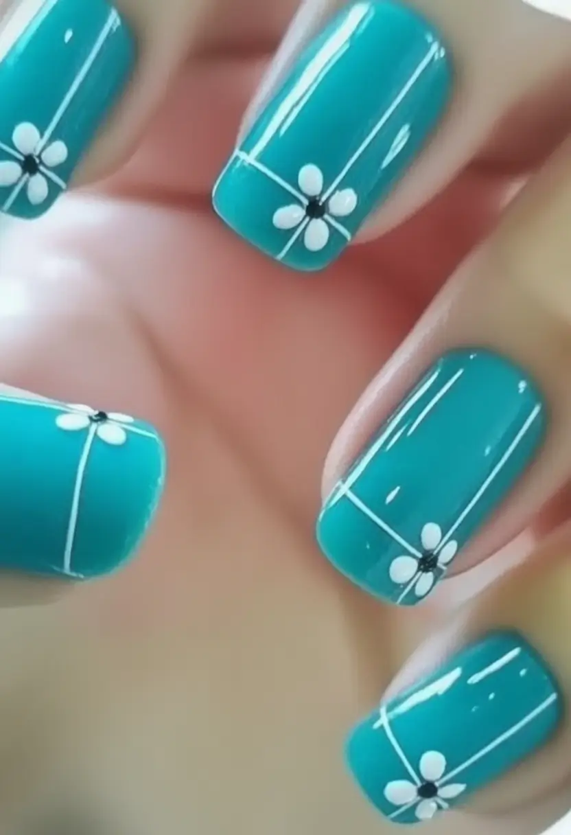 end of summer nails ideas 2025 Aqua Grid Garden