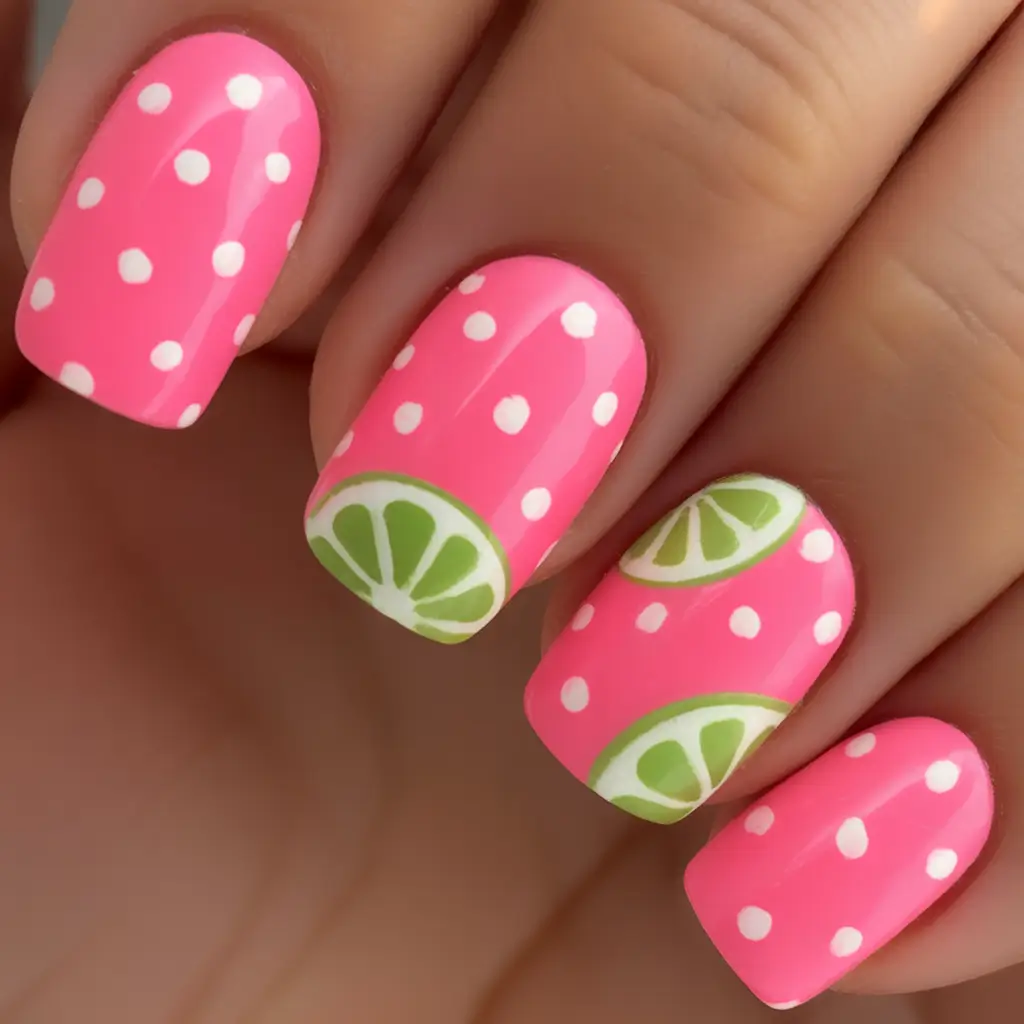 end of summer nails ideas 2025 Polka Lime Fizz