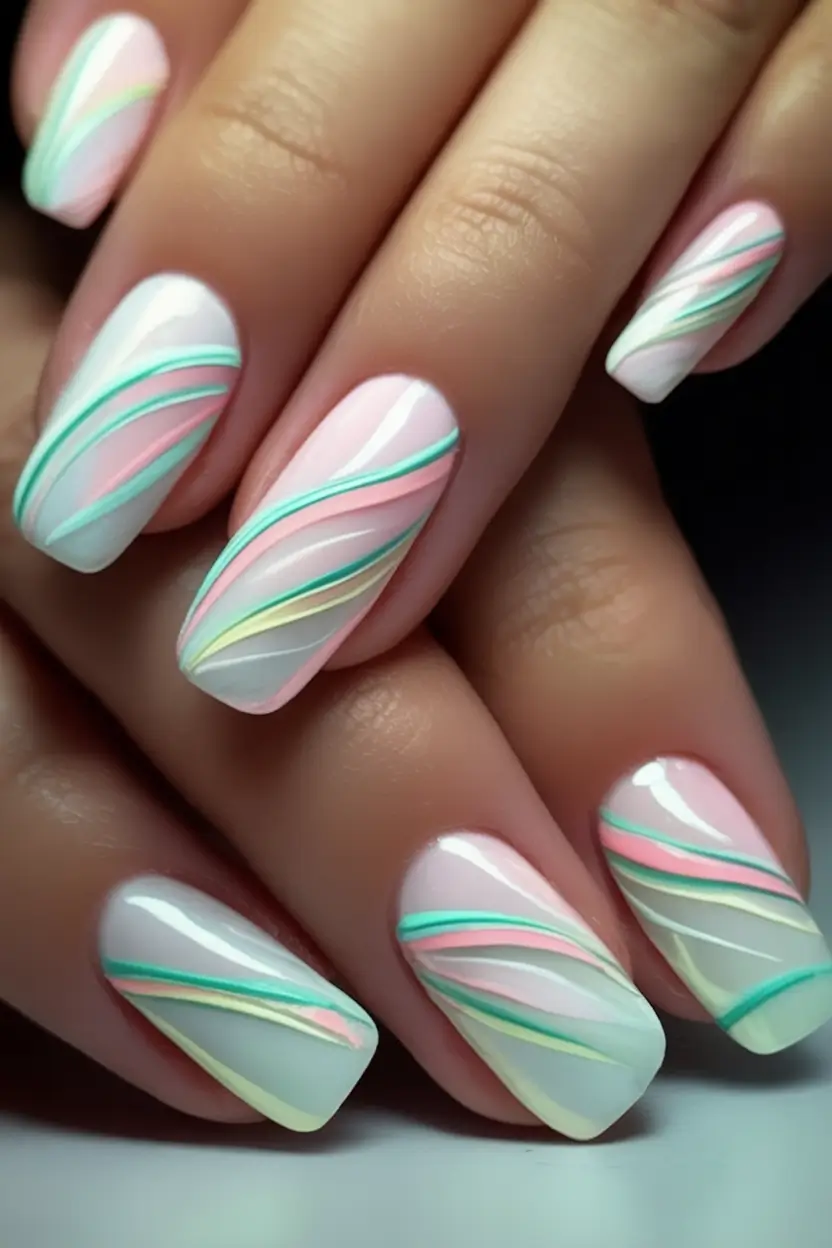 end of summer nails ideas 2025 Pastel Whispers on Wind