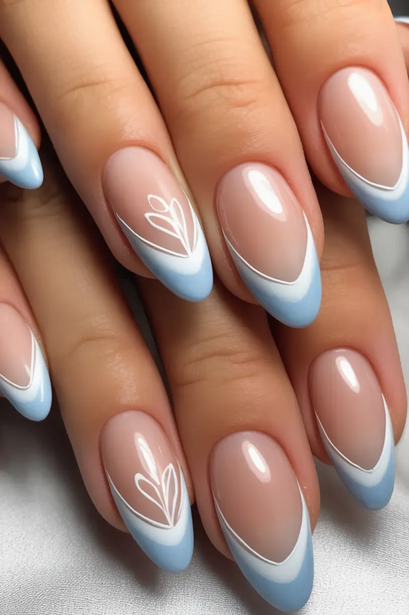 end of summer nails ideas 2025 Blue Breeze French