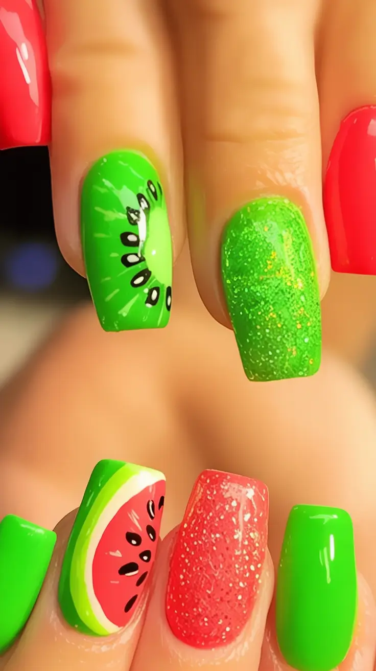 end of summer nails ideas 2025 Fruit Cocktail Fantasy