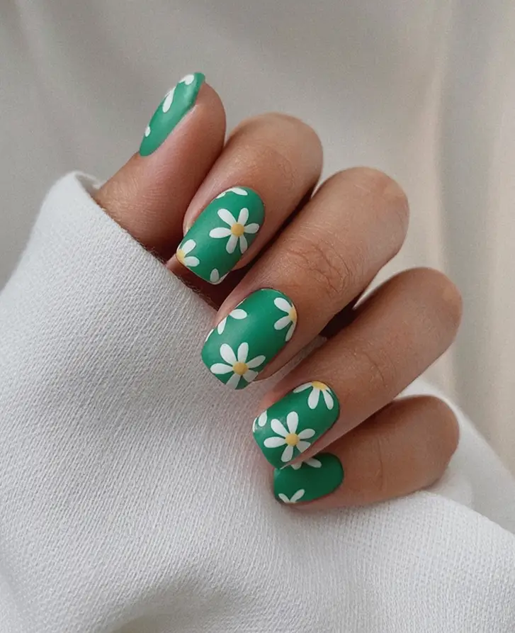 end of summer nails ideas 2025 Matte Meadow Mood
