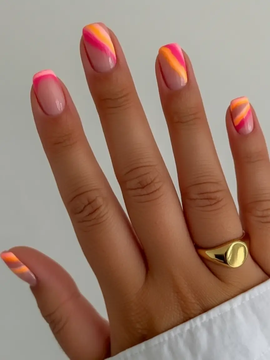 end of summer nails ideas 2025 Sunset Swipe