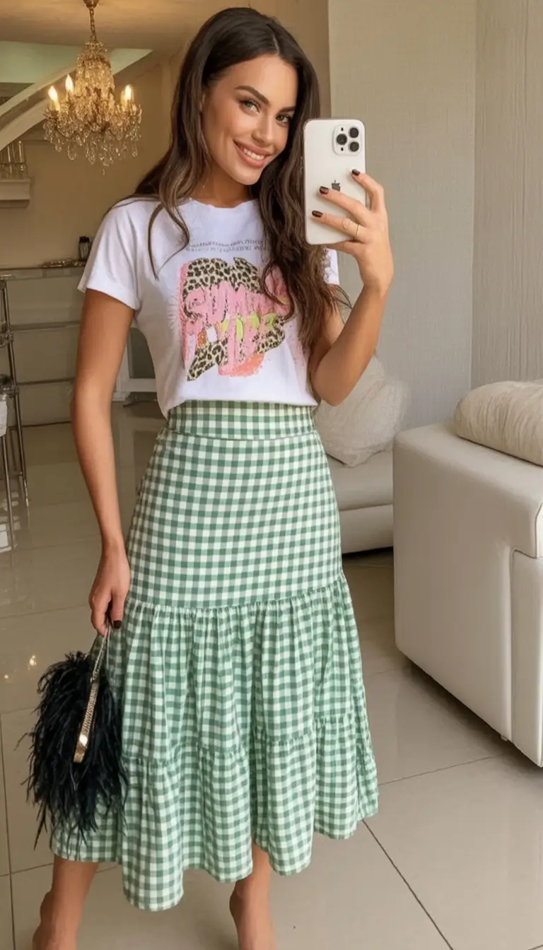 end of summer outfits ideas 2025 Playful Gingham Remix