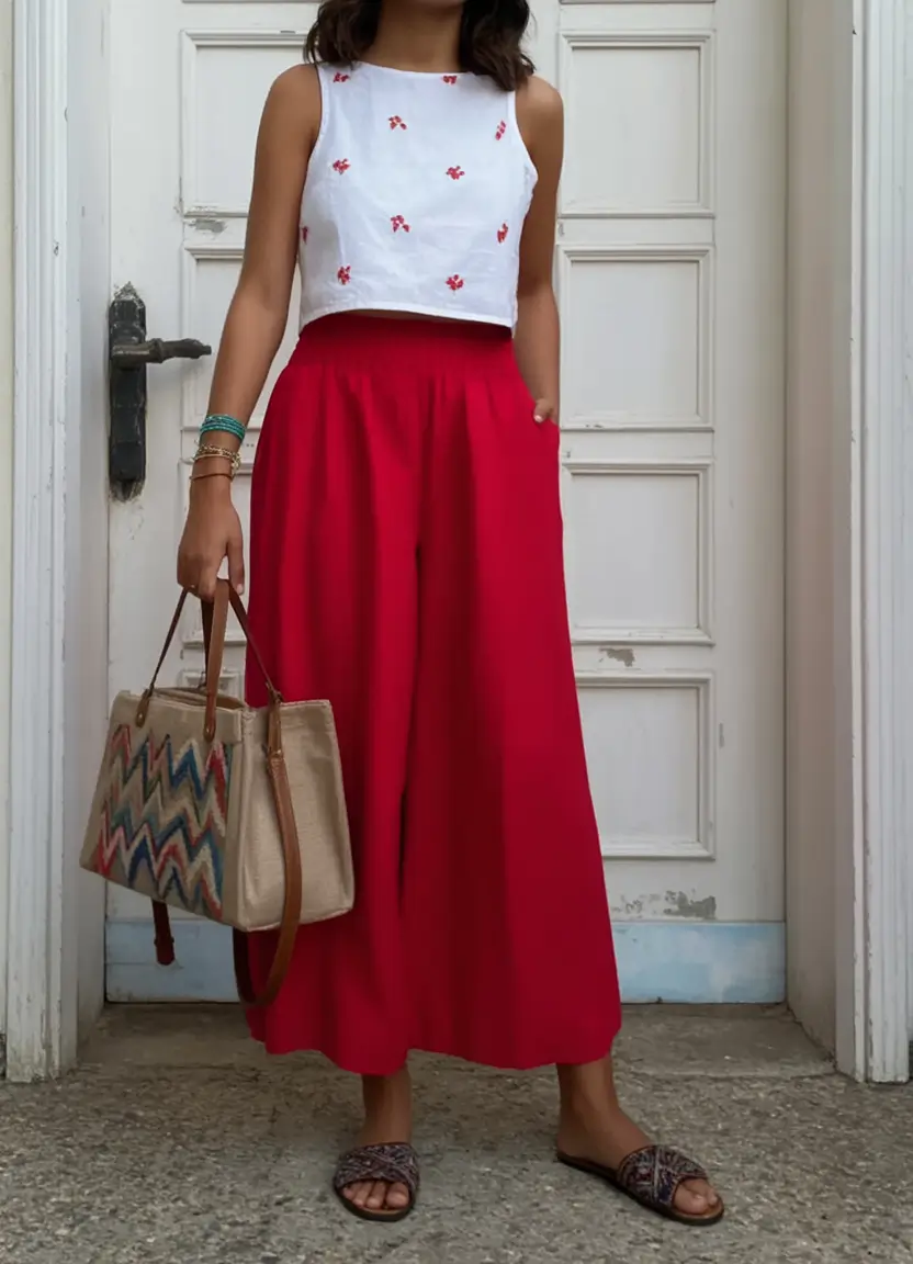 end of summer outfits ideas 2025 Red and Ready