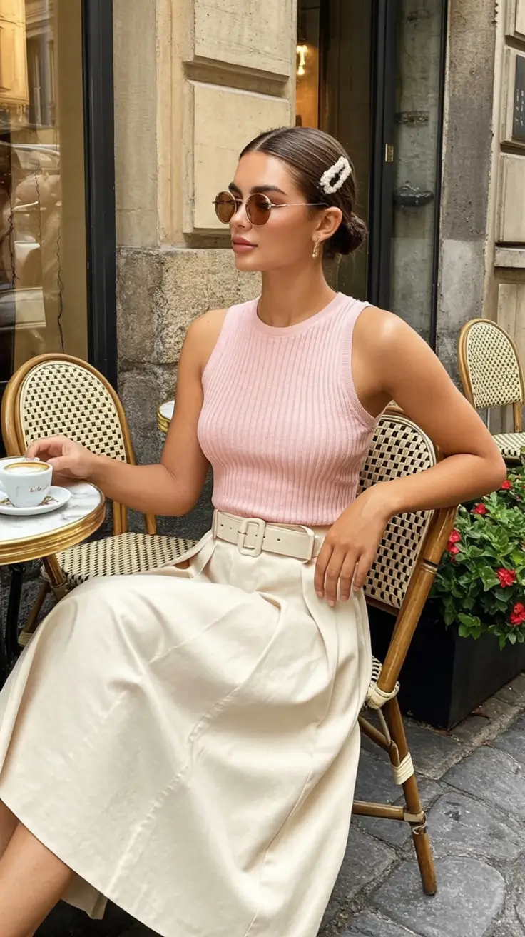 end of summer outfits ideas 2025 Pastel Café Charm