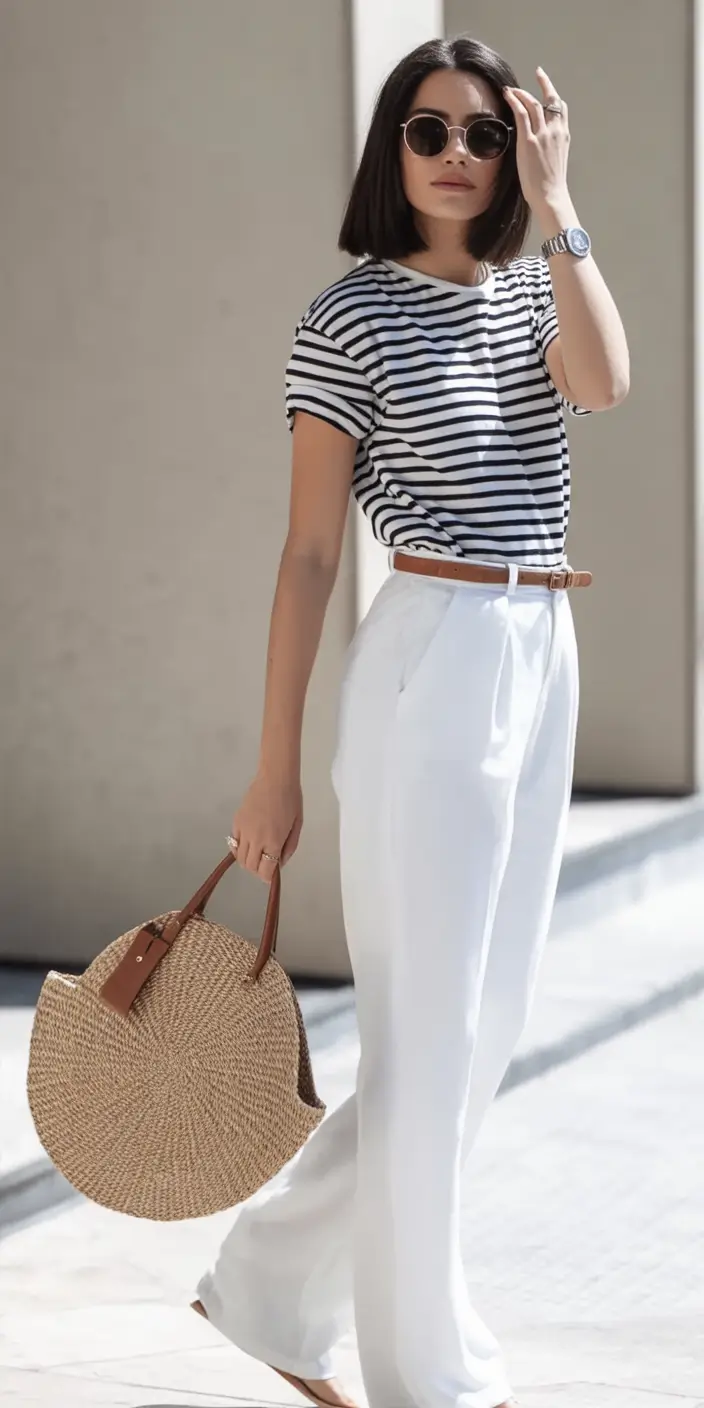 end of summer outfits ideas 2025 Coastal Stripe Energy