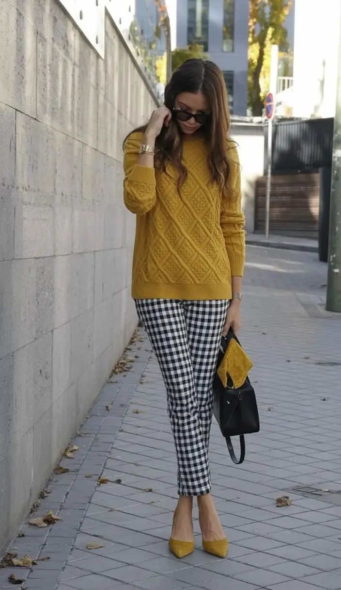 fall outfits for women over 30 Mustard Vibes & Gingham Confidence