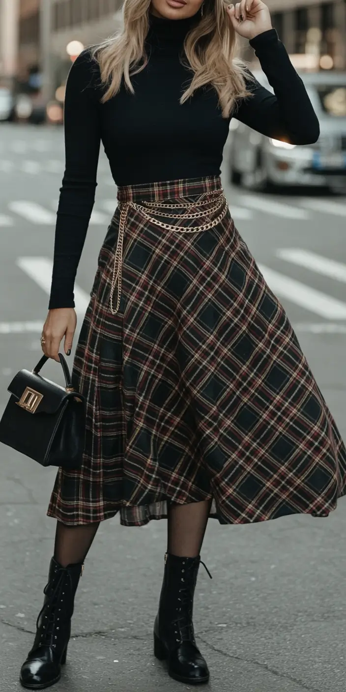 fall outfits for women over 30 Plaid Revival with Downtown Spirit