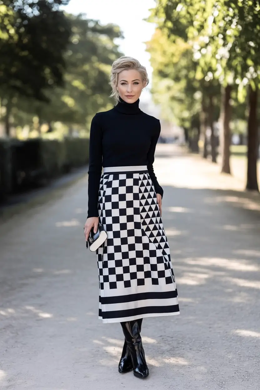 fall outfits for women over 30 Graphic Monochrome Elegantly Played