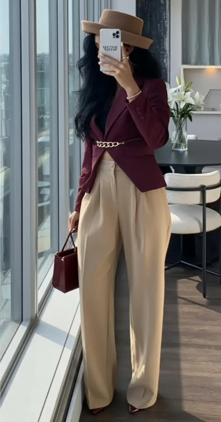 Fall 2025 Fashion Inspiration for Stylish Women Wine and Taupe Elevated