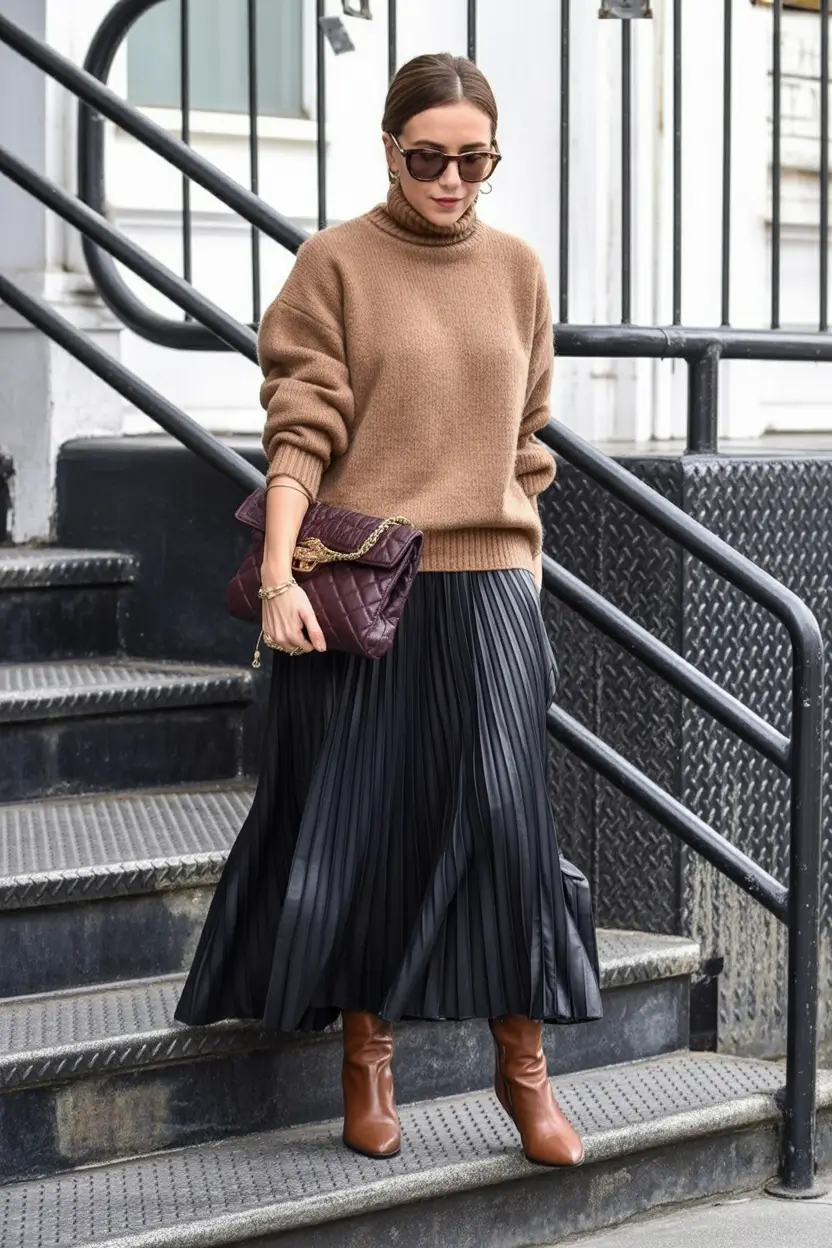 Fall 2025 Fashion Inspiration for Stylish Women Slouchy Knits and Pleated Sways