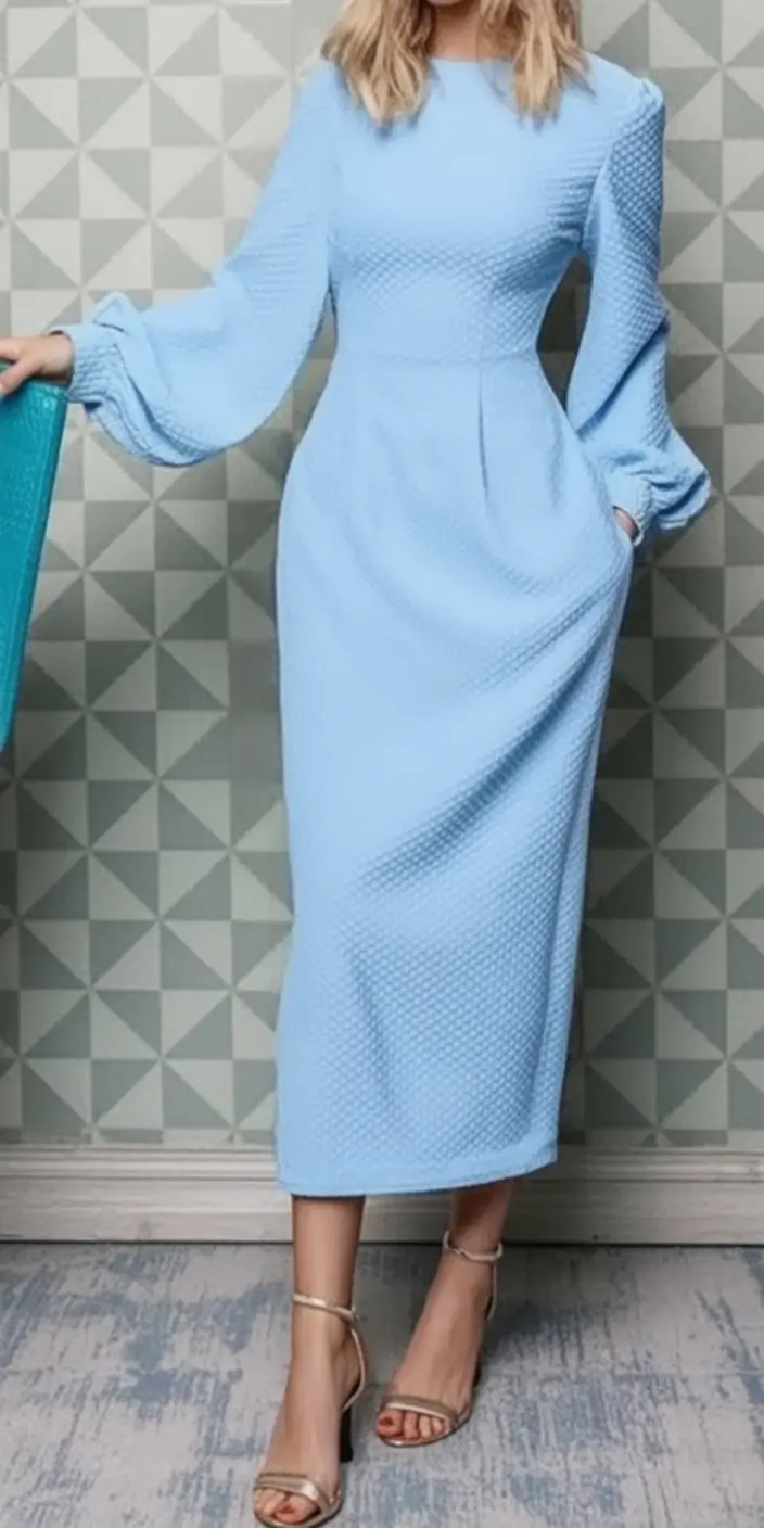 Fall 2025 Wedding Guest Dresses to Impress Powder Blue in Quilted Elegance