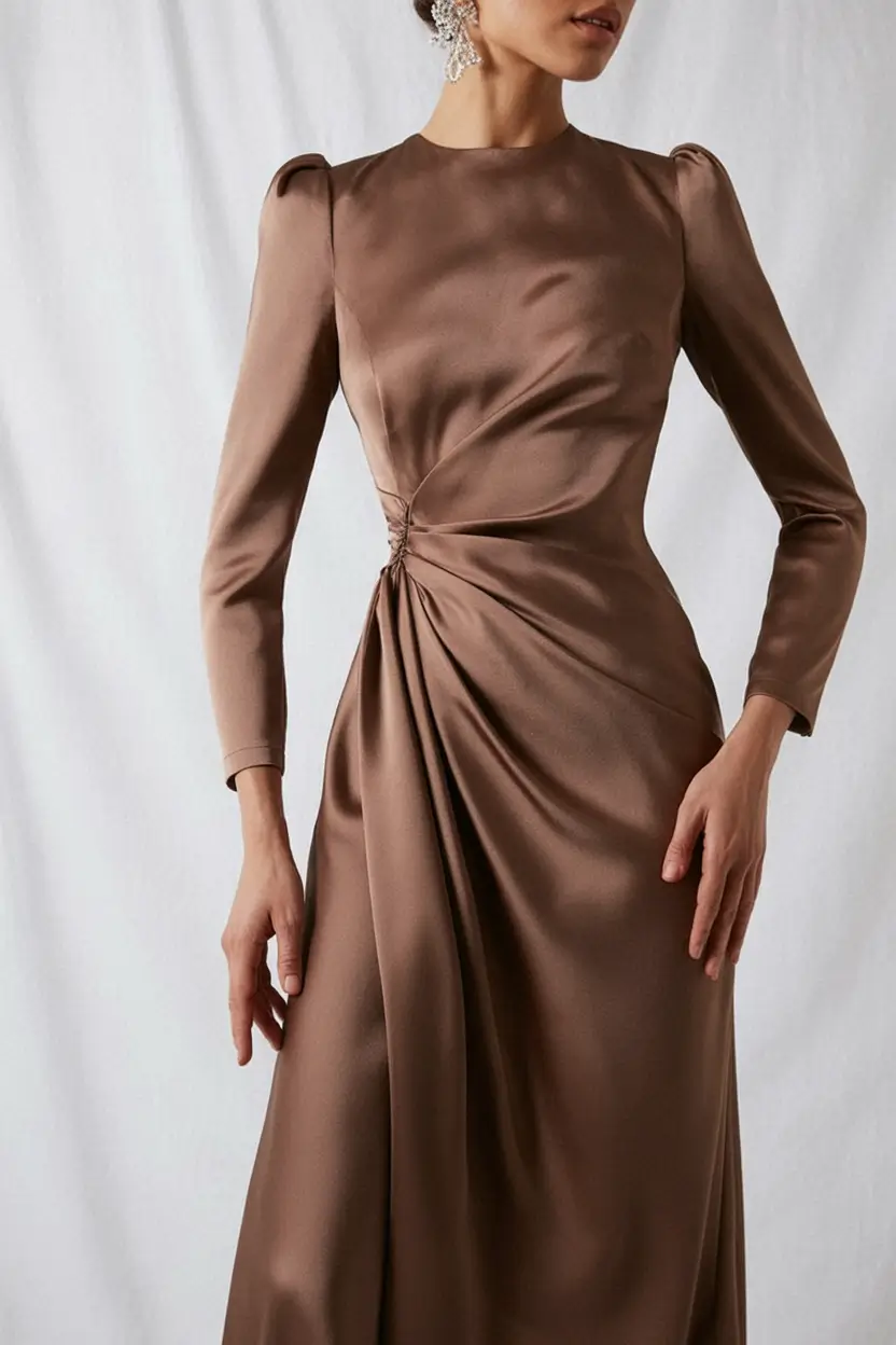 Fall 2025 Wedding Guest Dresses to Impress Chocolate Drape, Maximum Chic