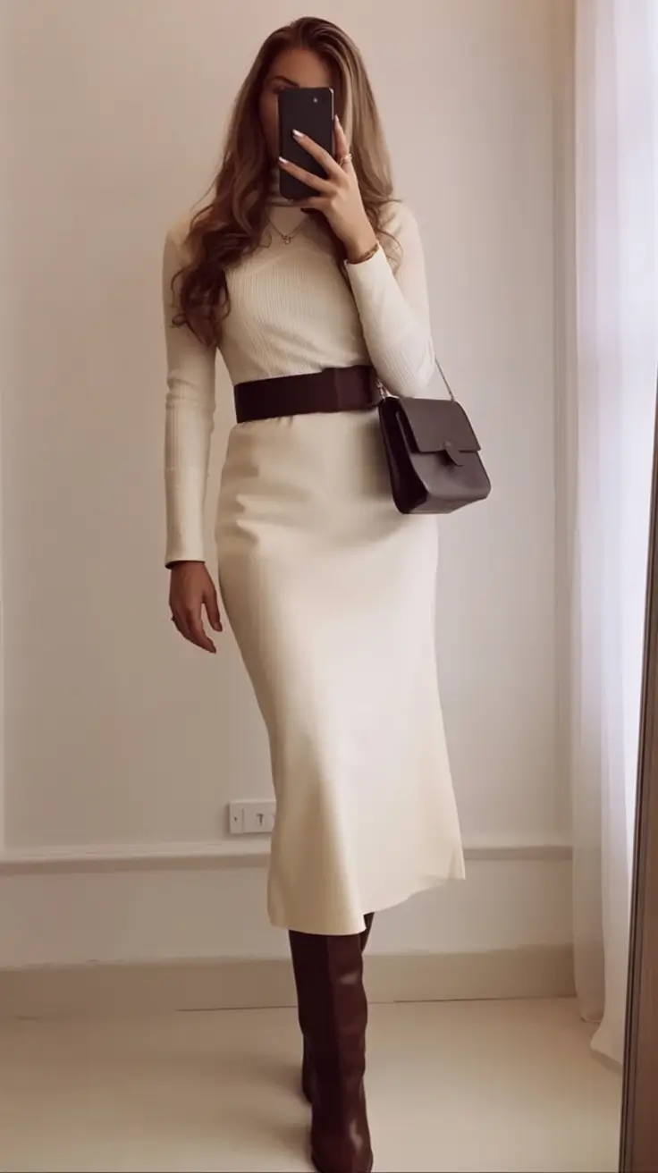 Fall 2025 Wedding Guest Dresses to Impress Cream and Espresso Autumn Balance