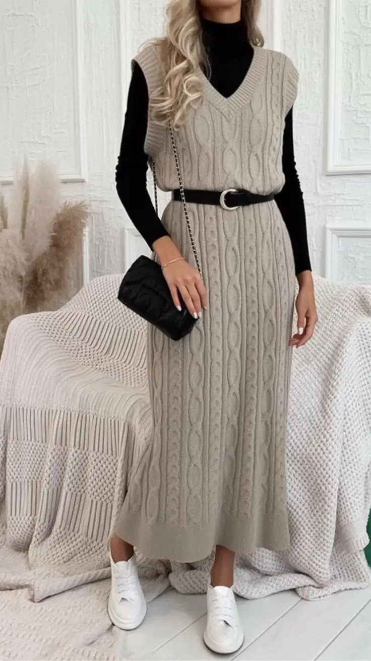 fall old money outfits ideas 2025 Chunky Knits and Clean Sneakers: Cozy Chic