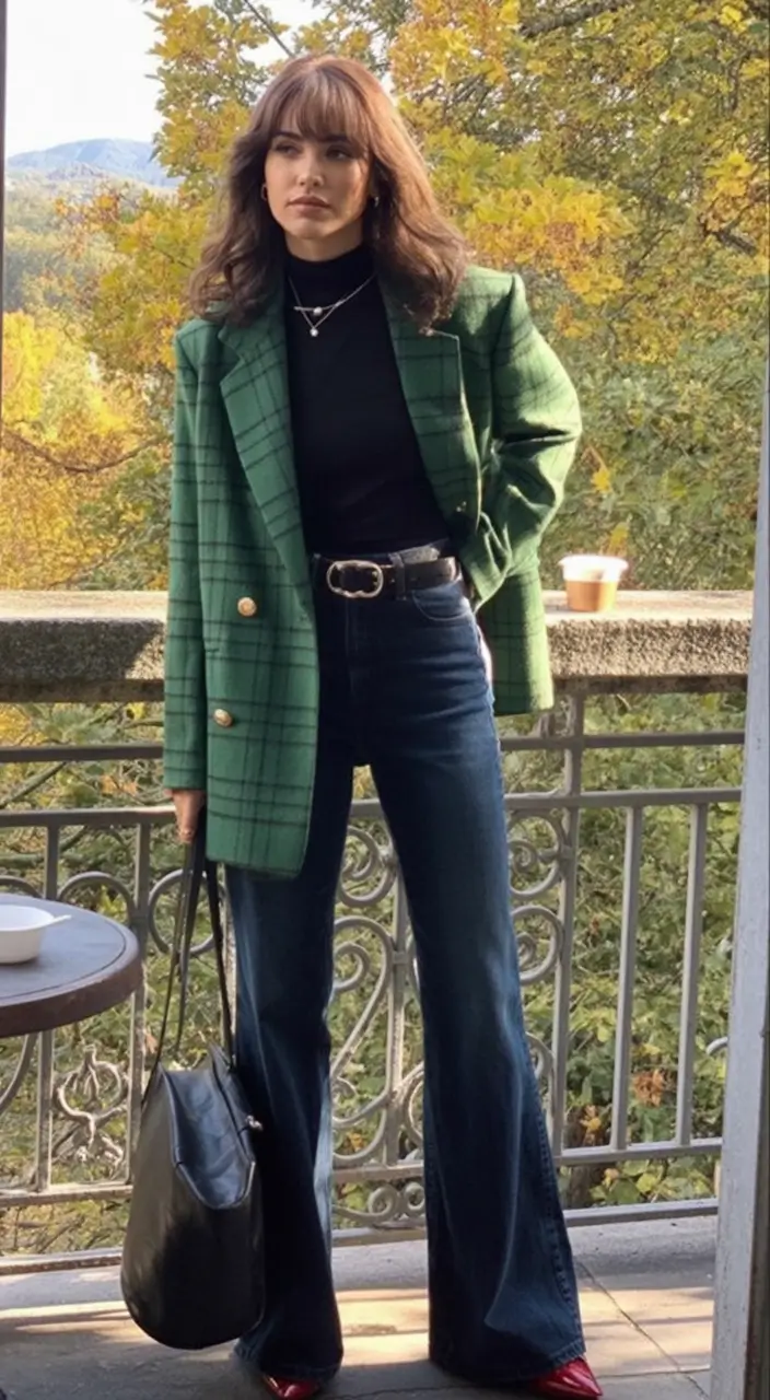 What to Wear This Fall: 2025 outfits Inspo for Women Checkmate Fall Blazer in Forest Green