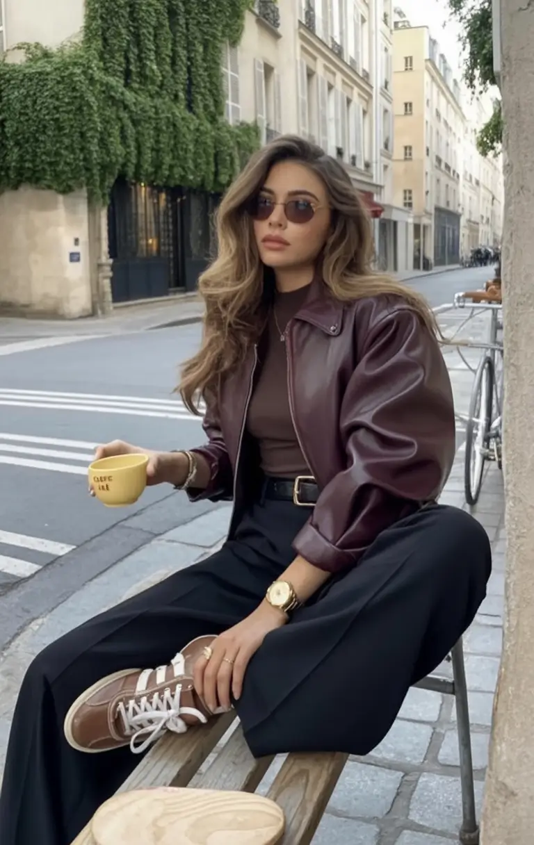 What to Wear This Fall: 2025 outfits Inspo for Women Parisian Coffee Break with a 70s Pulse