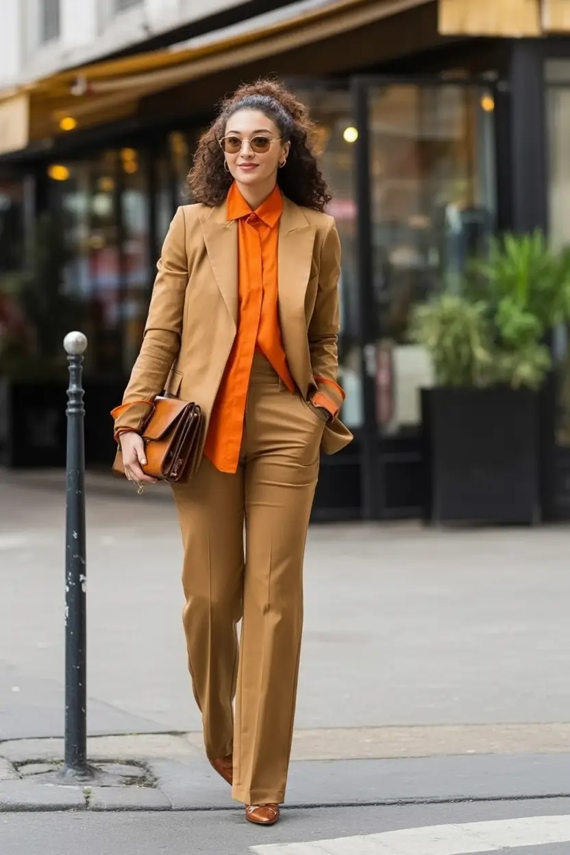 What to Wear This Fall: 2025 outfits Inspo for Women Bold and Burnt: Autumns Power Suit