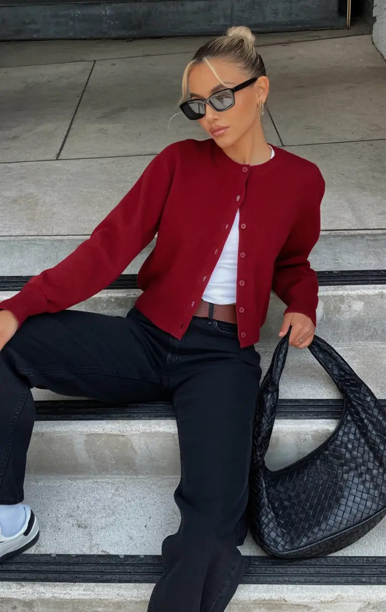 Fall outfits ideas for a fashionable 2025 lookbook Varsity Red and Denim Cool