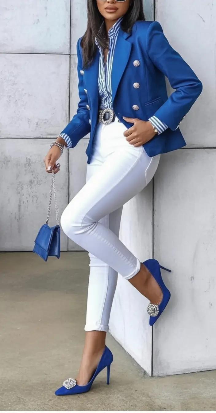Fall outfits ideas for a fashionable 2025 lookbook Royal Blue Elegance with a Coastal Twist