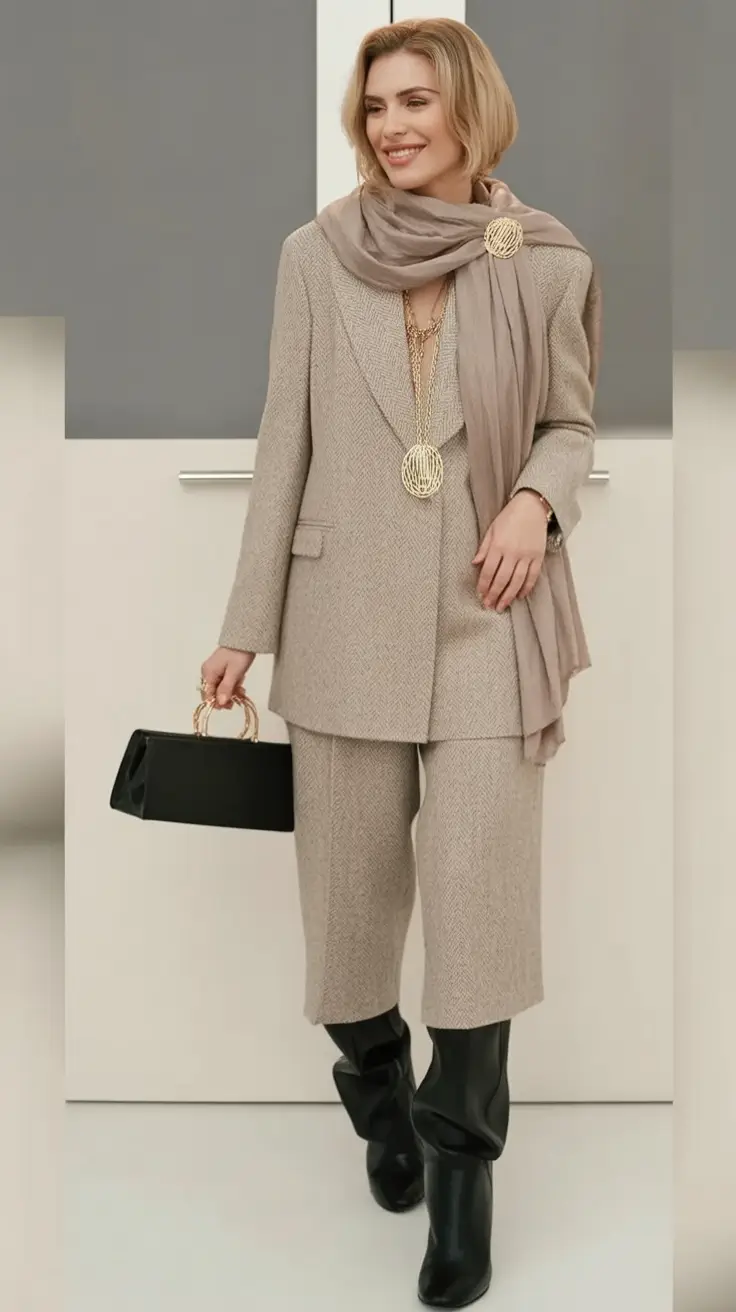 Fall outfits ideas for a fashionable 2025 lookbook Taupe Textures Meet Modern Femininity