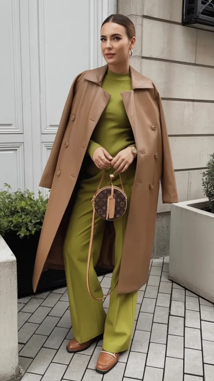 Fall outfits ideas for a fashionable 2025 lookbook Earthy Drama In Caramel And Chartreuse