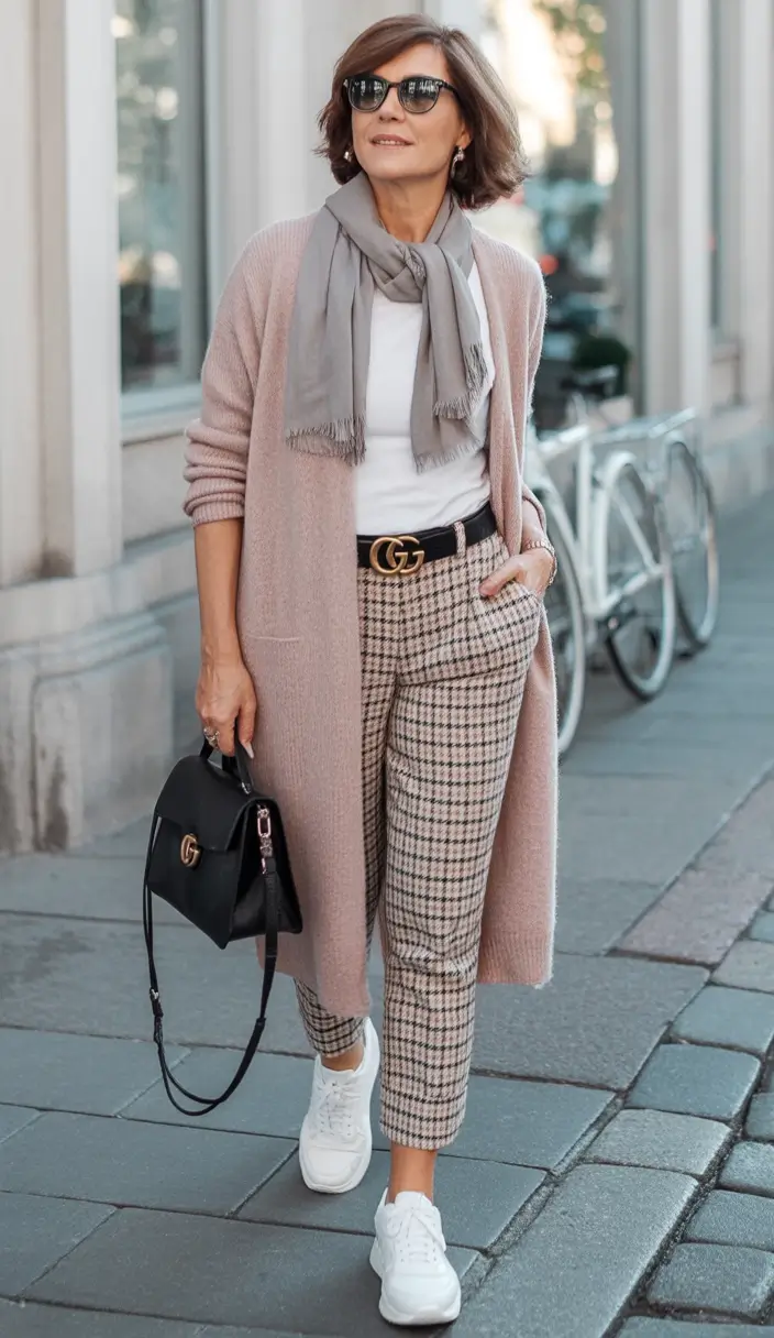 2025 fall outfits inspiration for women over 60 Soft Checks and Luxury Comfort