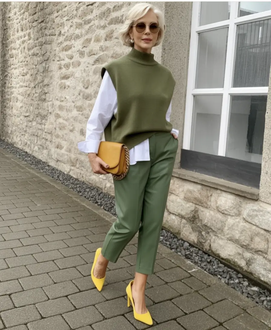 2025 fall outfits inspiration for women over 60 Olive and Citrine for a Fresh Twist