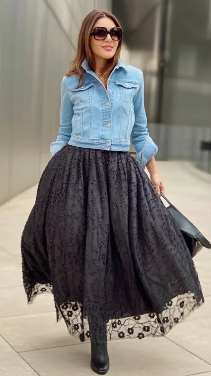 fall skirt outfits ideas 2025 Romantic Layers with a Modern Twist