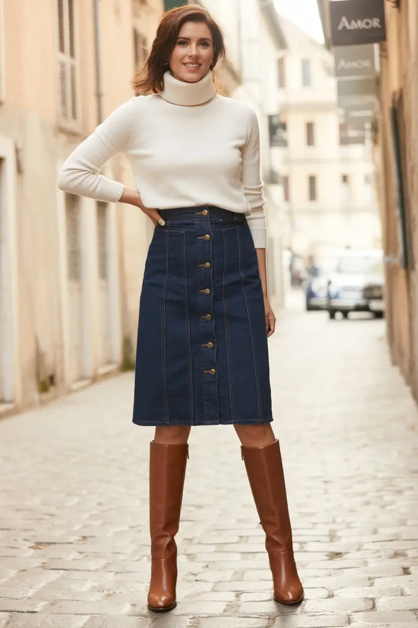 fall skirt outfits ideas 2025 Denim Revival, Polished and Practical