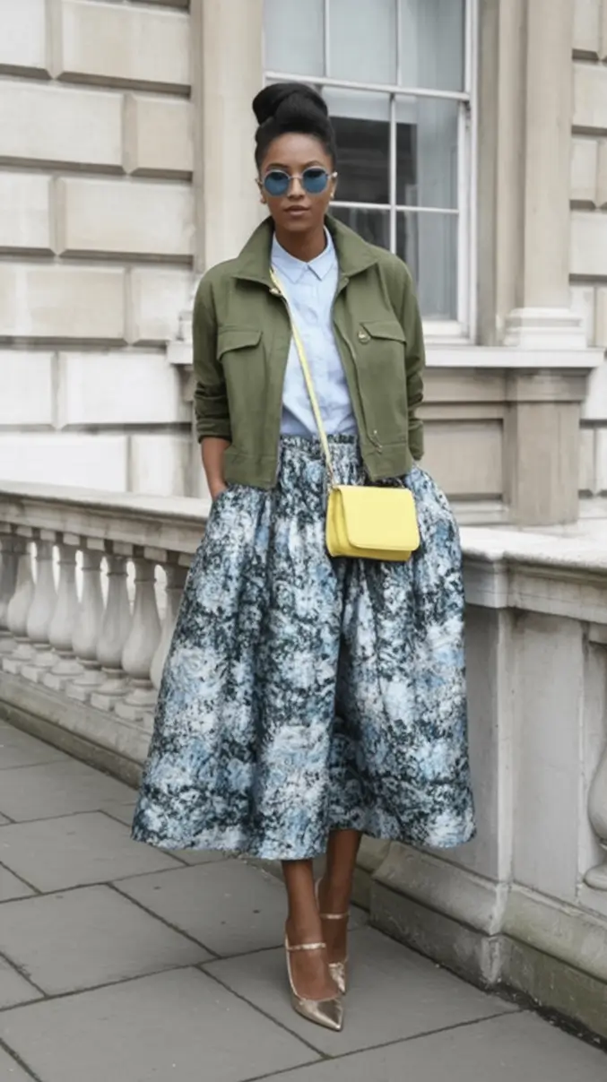 fall skirt outfits ideas 2025 Bold Volume with Military Edge