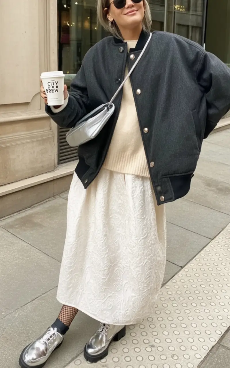 Fall transitional outfits to try in 2025 Soft Edge and Metallic Mornings
