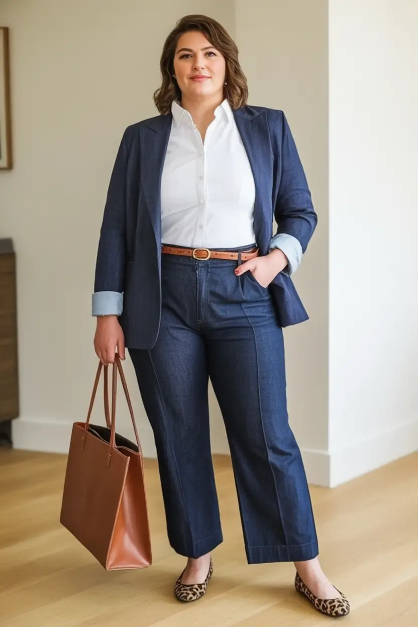 2025 Fashion Capsule Wardrobe for Plus Sizes Women Structured Denim with Smart Layers