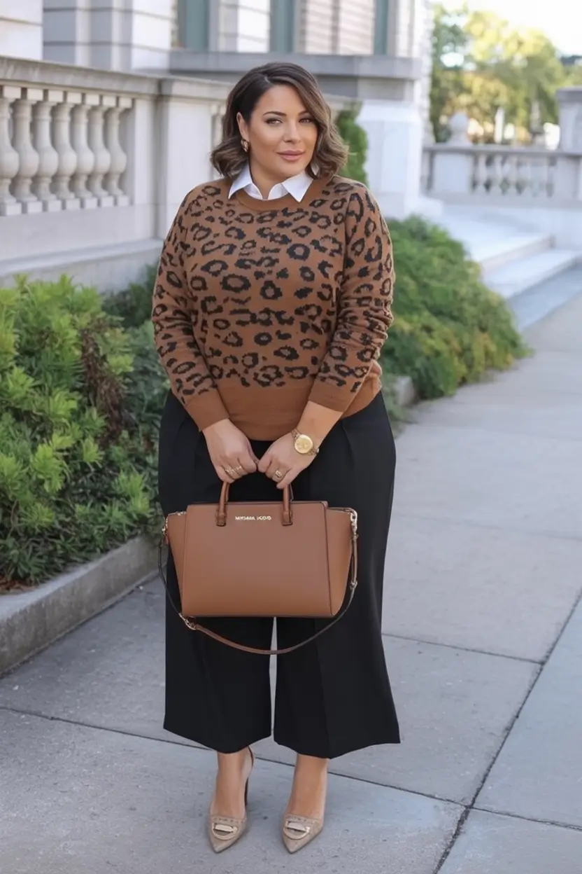 2025 Fashion Capsule Wardrobe for Plus Sizes Women Leopard Luxe Layers