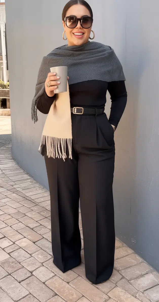 2025 Fashion Capsule Wardrobe for Plus Sizes Women Minimalist Layers with a Warm Scarf