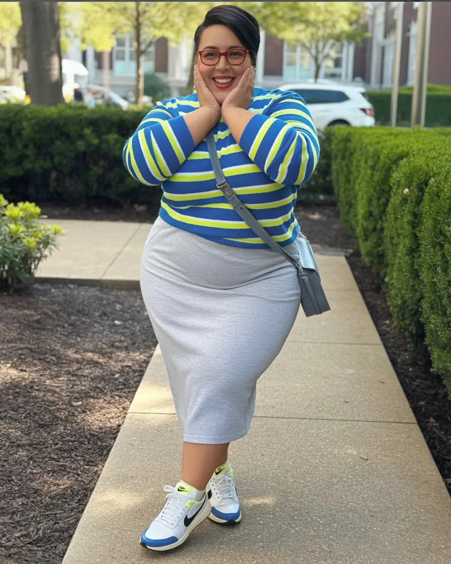 2025 Fashion Capsule Wardrobe for Plus Sizes Women Sporty Stripes and Stretch