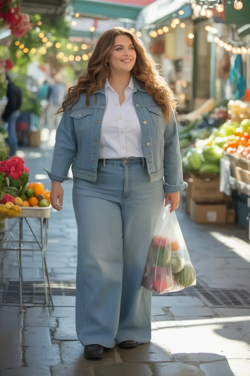 2025 Fashion Capsule Wardrobe for Plus Sizes Women Light Denim Layers at the Market