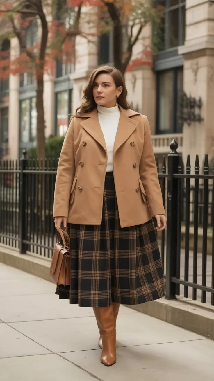 2025 Fashion Capsule Wardrobe for Plus Sizes Women Classic Plaid With a Camel Twist