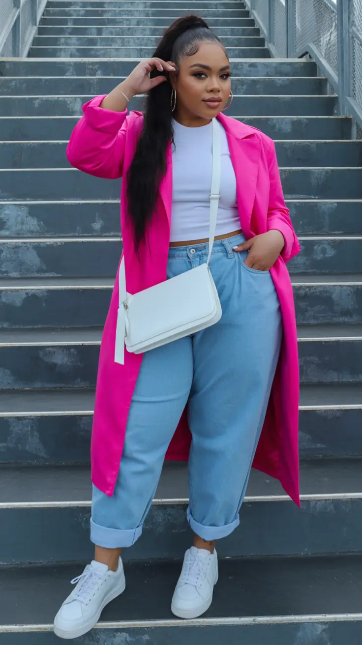 2025 Fashion Capsule Wardrobe for Plus Sizes Women Street Pink Meets Denim Chill
