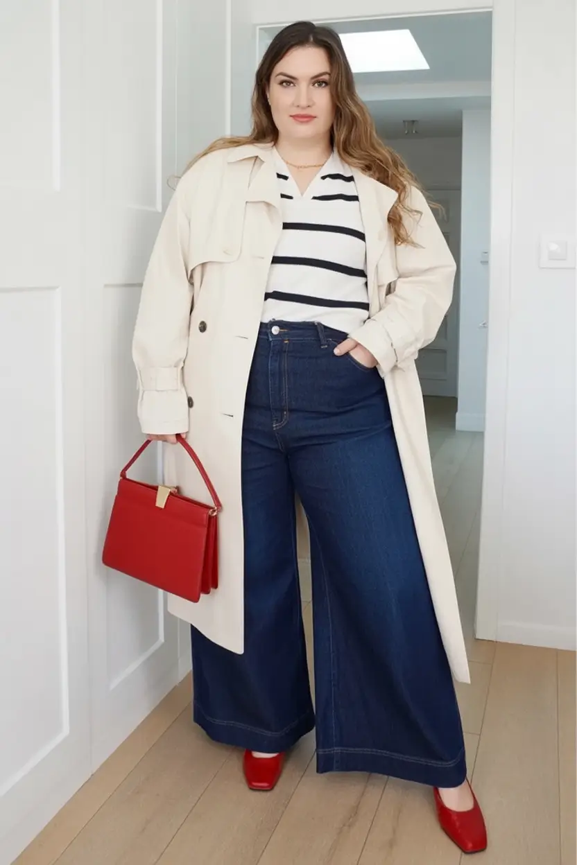 2025 Fashion Capsule Wardrobe for Plus Sizes Women Parisian Pops in Red and Cream