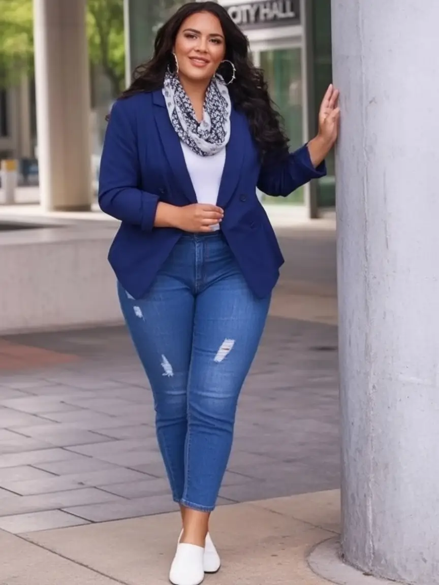2025 Fashion Capsule Wardrobe for Plus Sizes Women Classic Denim and Cobalt Confidence