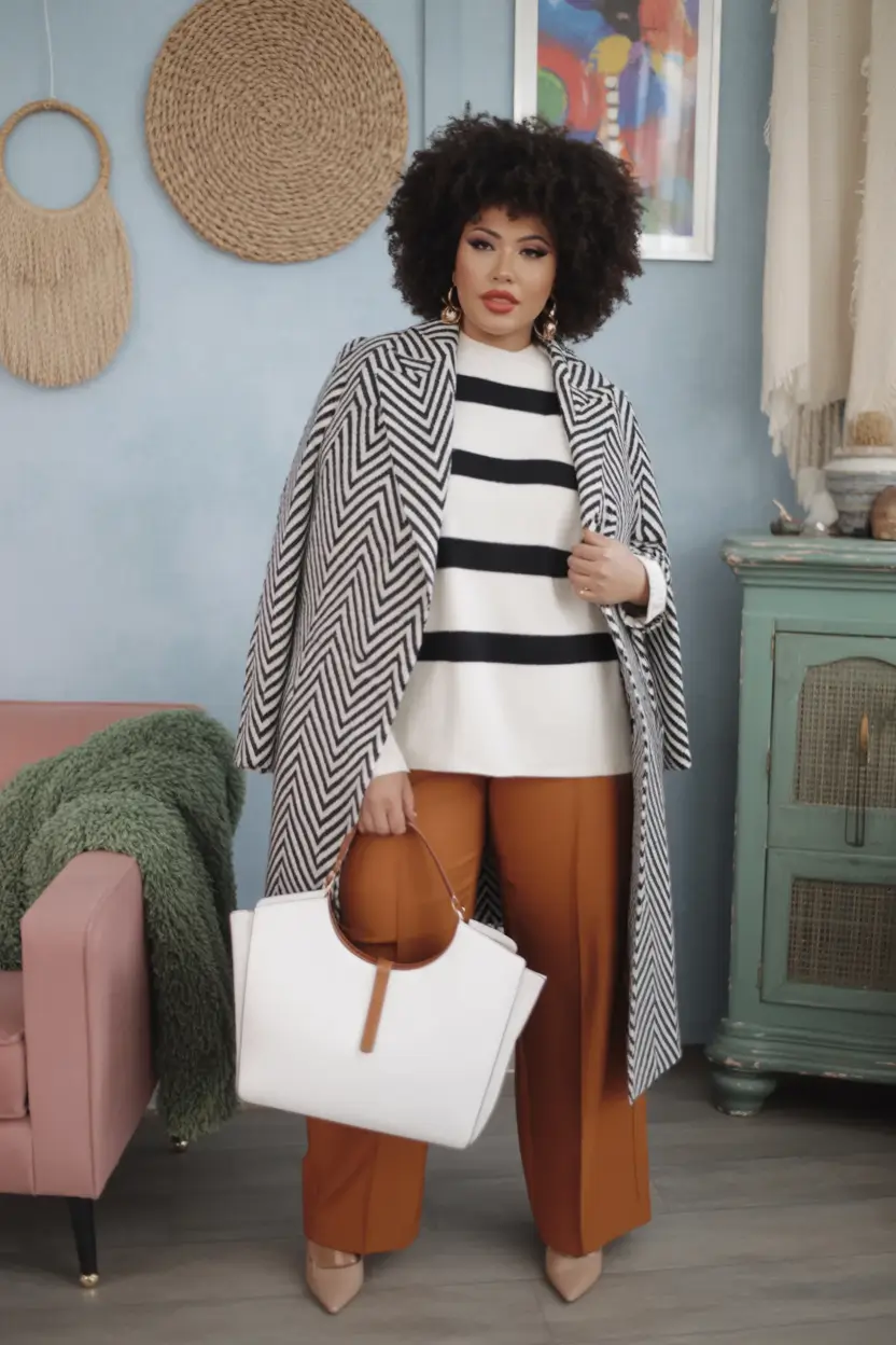 2025 Fashion Capsule Wardrobe for Plus Sizes Women Bold Contrast and Retro Glamour