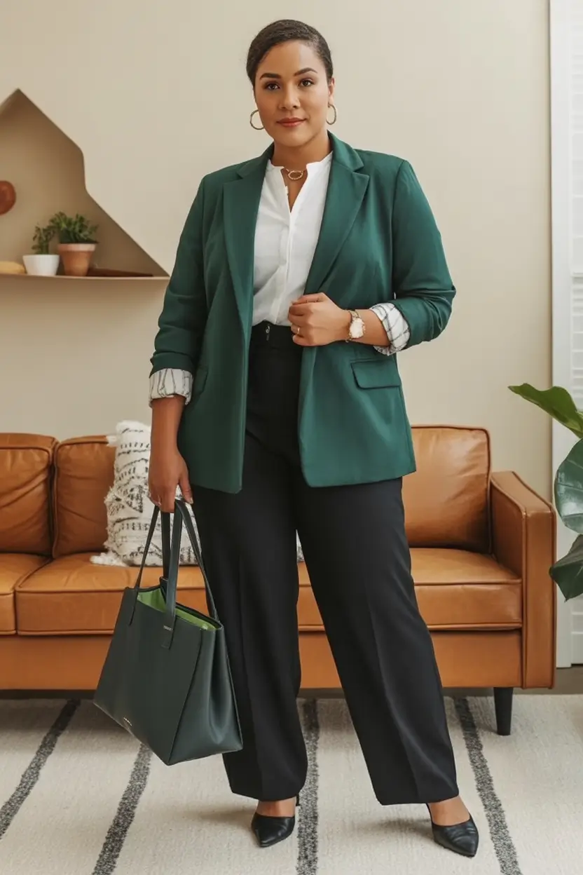 2025 Fashion Capsule Wardrobe for Plus Sizes Women Jewel Tones and Office Armor