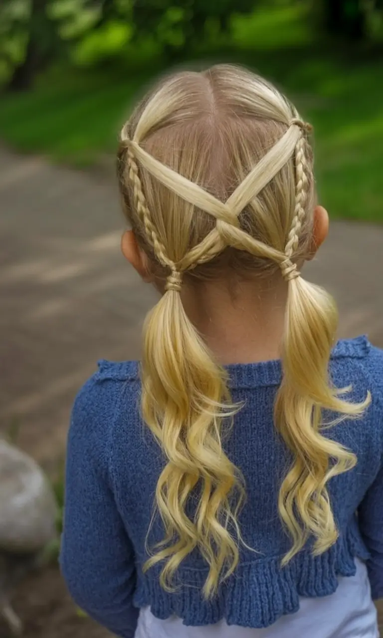 first day of school hairstyles ideas 2025 Crossover Braids into Soft Pigtails