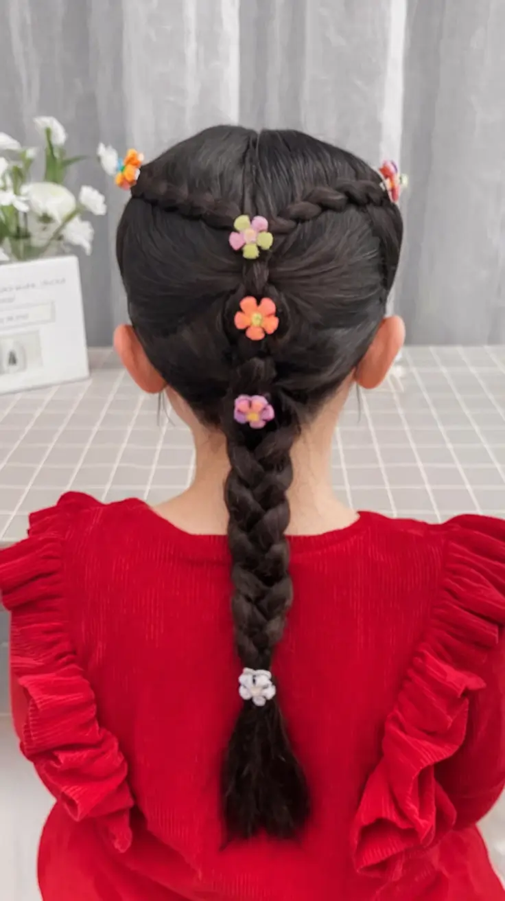 first day of school hairstyles ideas 2025 Woven Floral Braid with Downward Flow