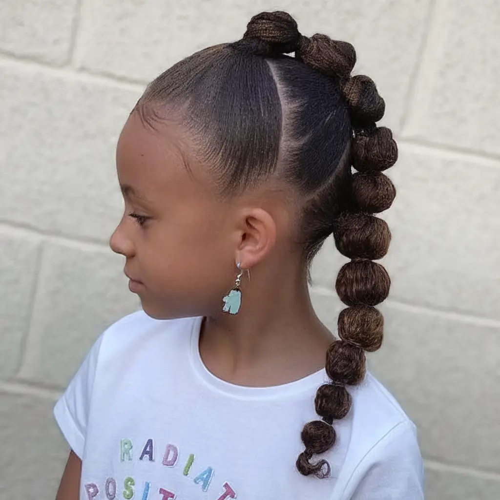 first day of school hairstyles ideas 2025 Bubble Ponytail with Sleek Sides