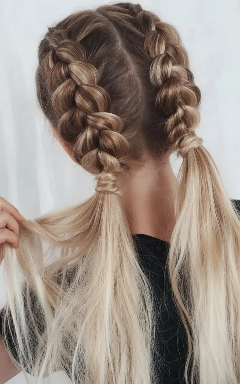 Fresh & Easy Hairstyles for the First Day of School 2025 Blonde Braided Pigtails with Volume
