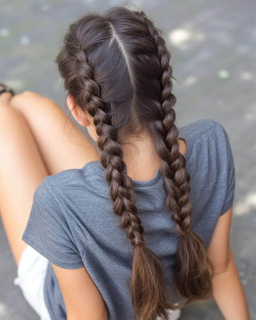 Fresh & Easy Hairstyles for the First Day of School 2025 Back-to-Back Dutch Braids