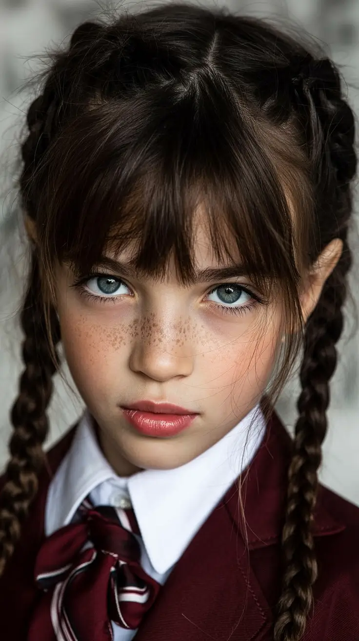 Fresh & Easy Hairstyles for the First Day of School 2025 Fringe Focus with Classic Twin Braids